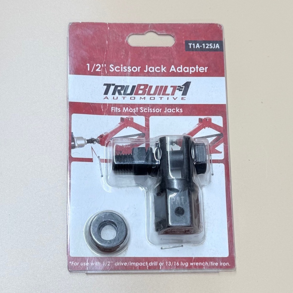 TruBuilt 1 Automotive 1/2" Scissor Jack Adapter T1A-12SJA Chrome Vanadium Black